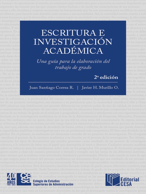 Title details for Escritura e investigación académica by Juan Santiago Correa - Available